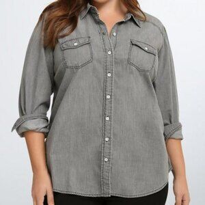 Torrid Taylor Medium Wash Denim Button-Down Shirt